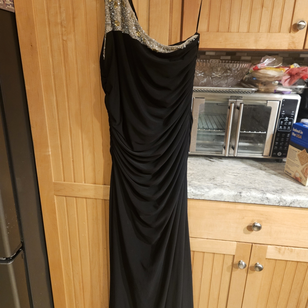 Elegant Black and Silver Evening Dress